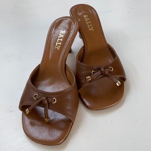 BALLY BROWN STACKED HEEL SANDALS  SIZE 36/5.5 US